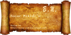 Baier Miklós névjegykártya